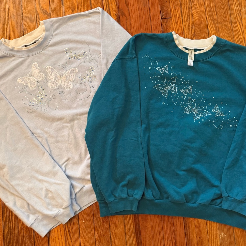 2-for-1 Vintage Morning Sun Jeweled Granny Crewneck Sweaters
